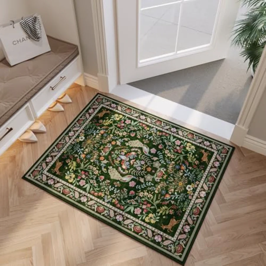 Floral Area Rug, Green 5' × 7', view 3