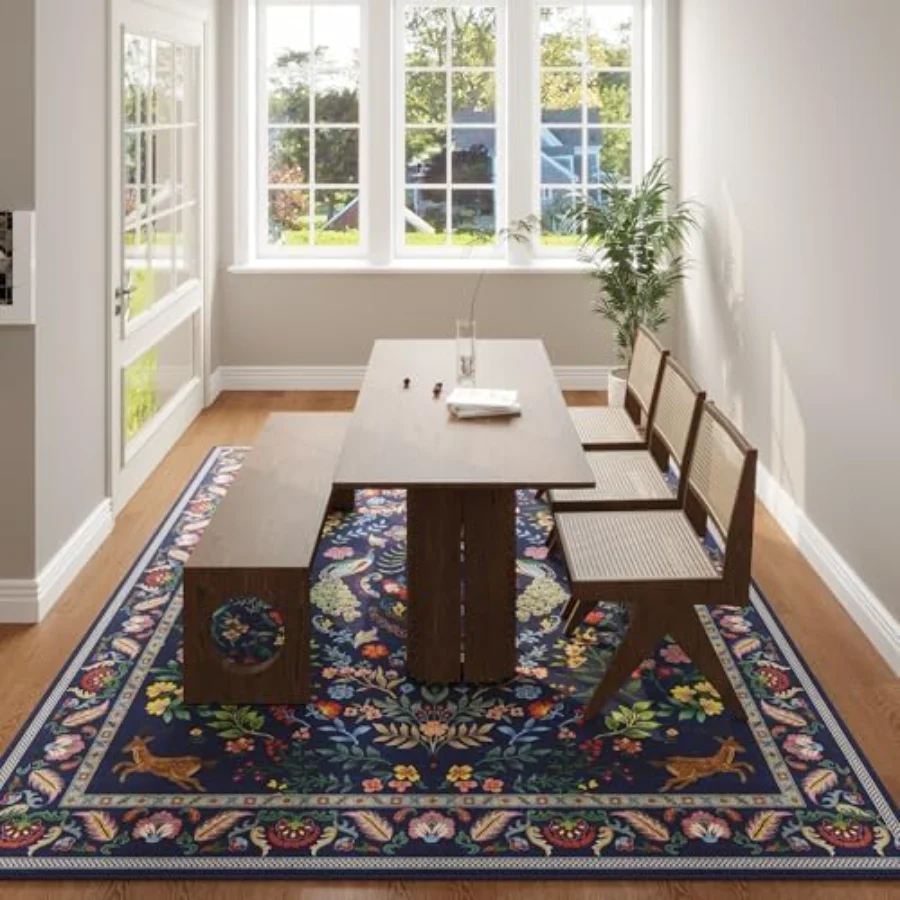 Floral Area Rug, Blue 9' × 12', view 6
