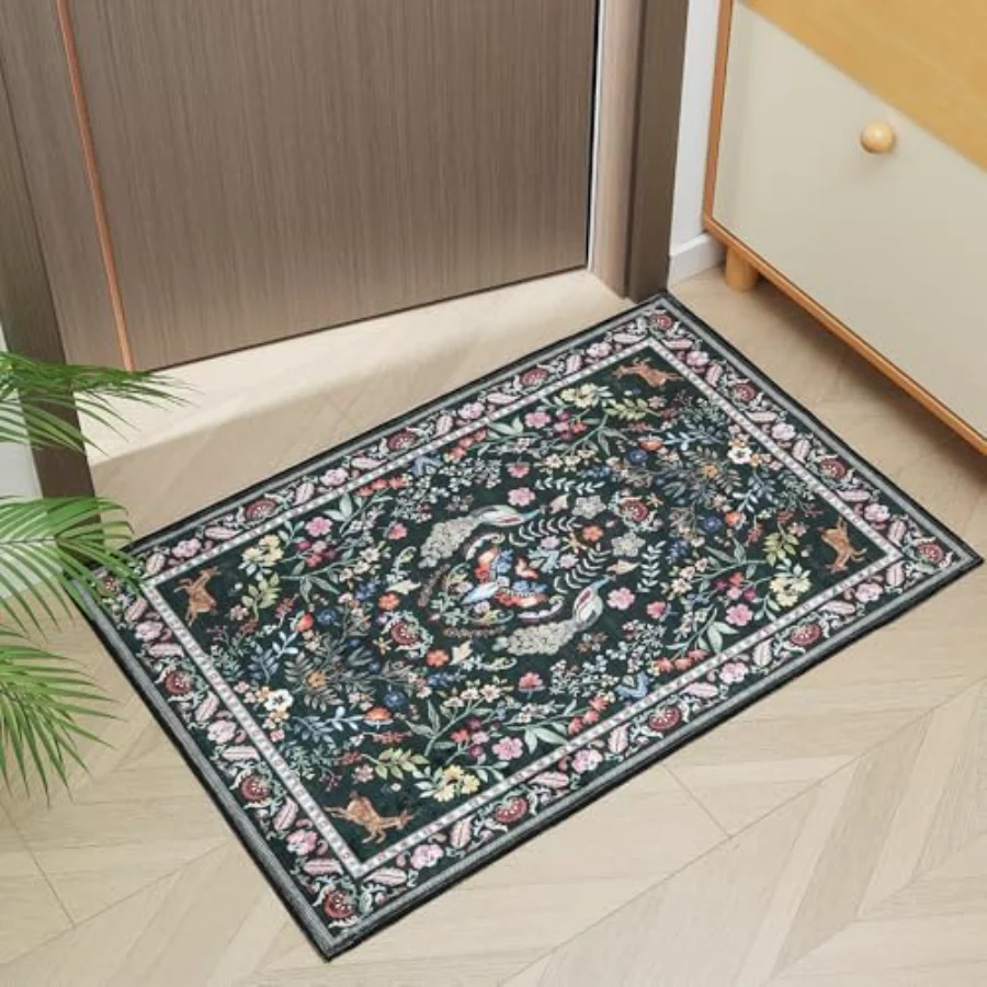 Floral Area Rug, Green 6' × 9', view 4