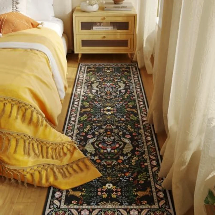 Floral Area Rug, Black 9' × 12', view 5
