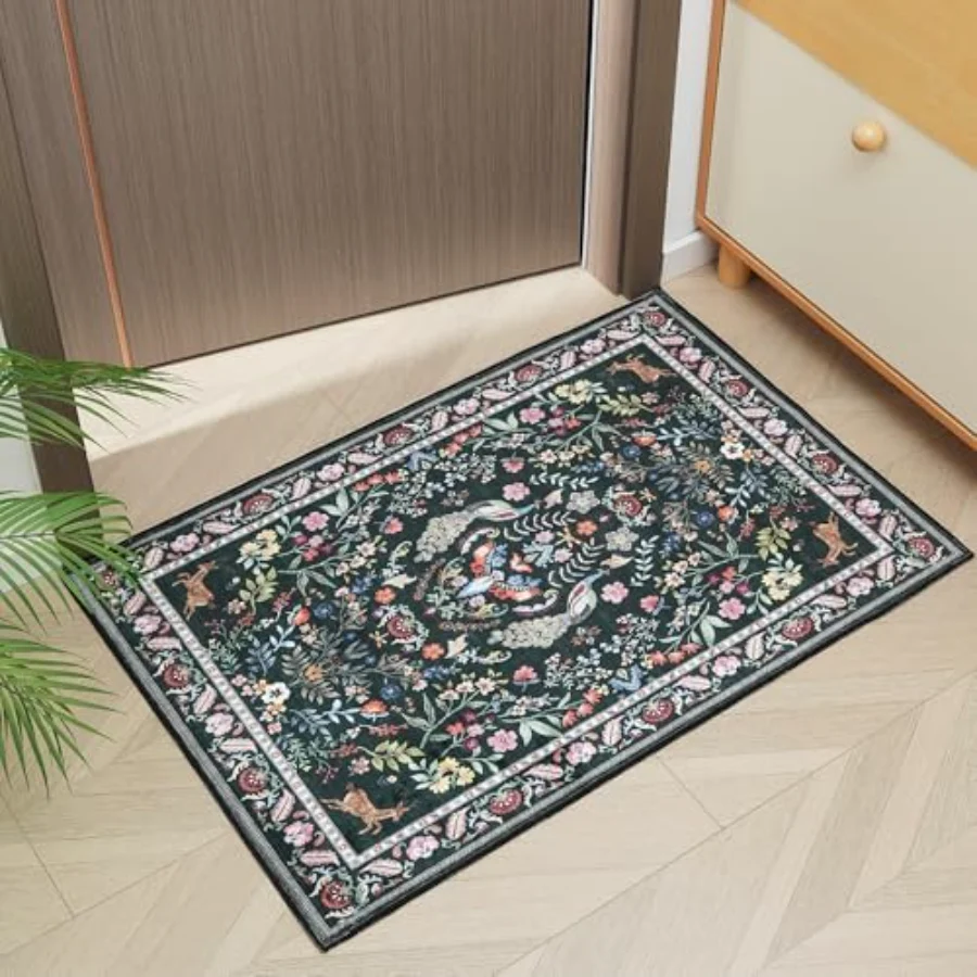 Floral Runner, Green 2' × 6', view 4
