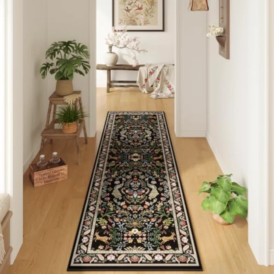 Boho Vintage Doormat, Black 2' × 3', view 2
