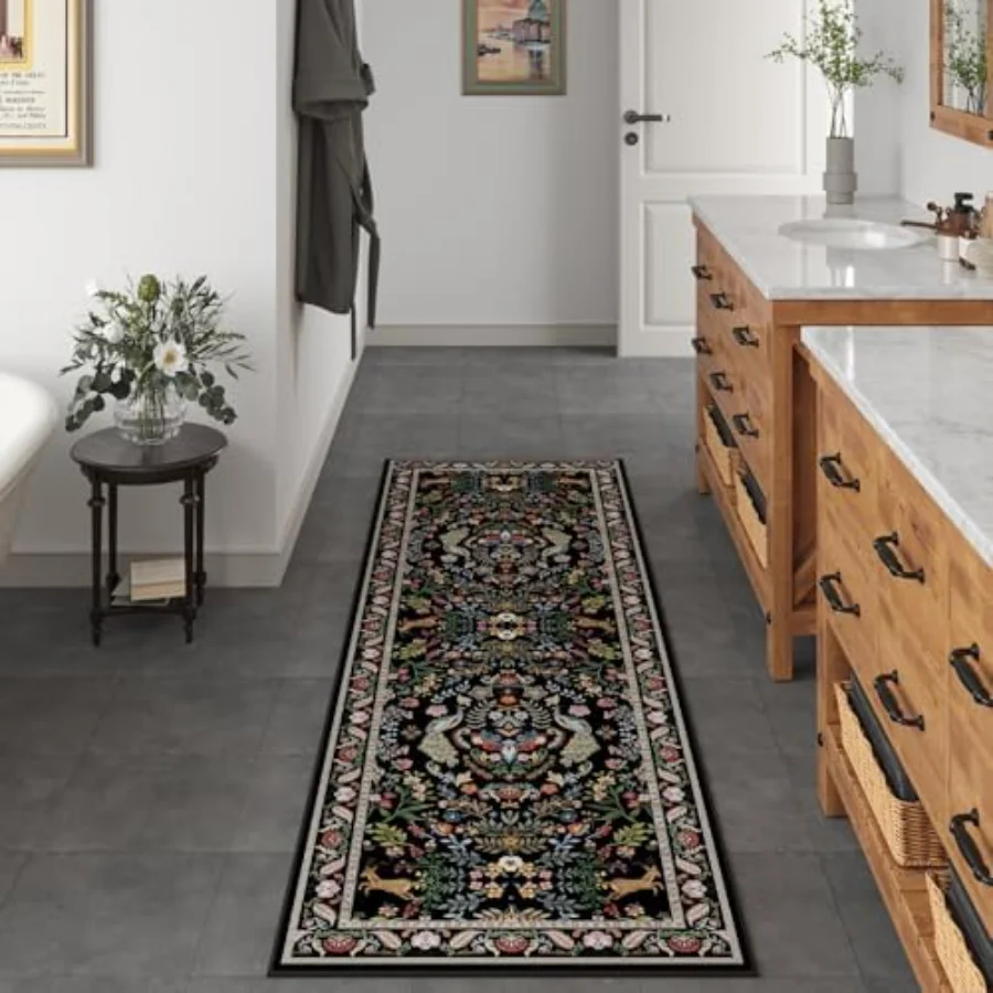 Boho Vintage Doormat, Black 2' × 3', view 3