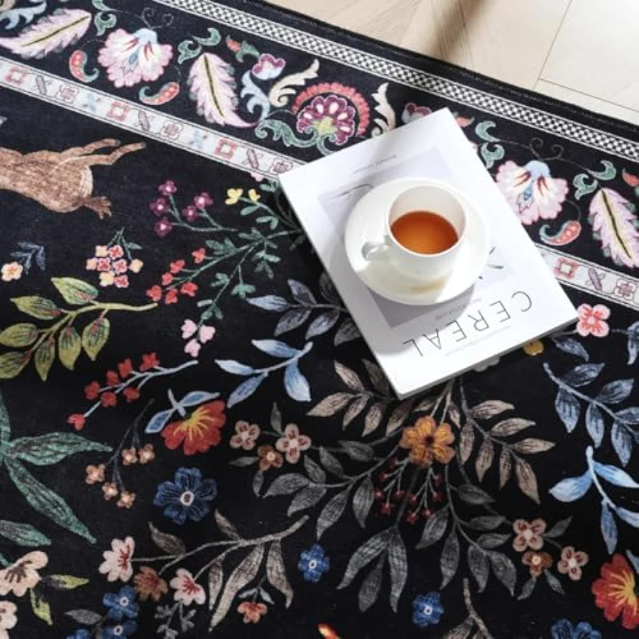 Boho Vintage Doormat, Black 2' × 3', view 6