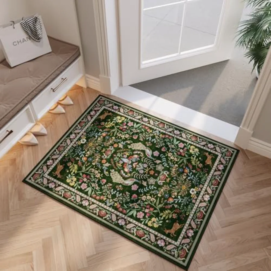 Floral Runner, Green 2' × 10', view 3