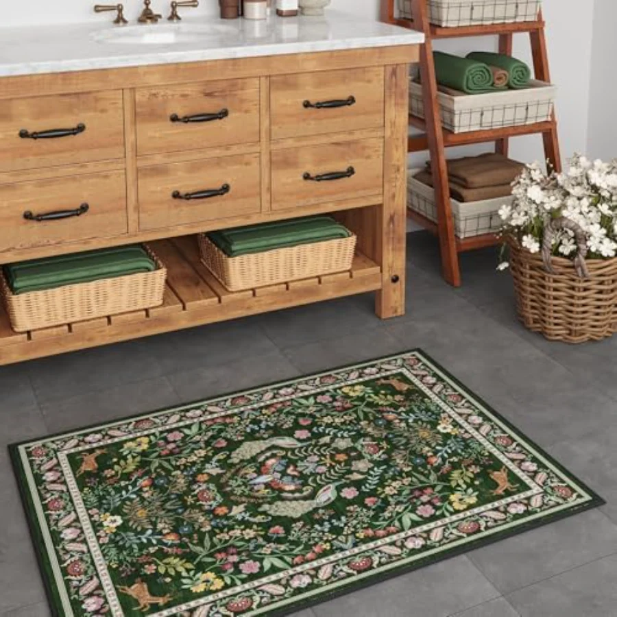 Floral Runner, Green 2' × 10', view 5