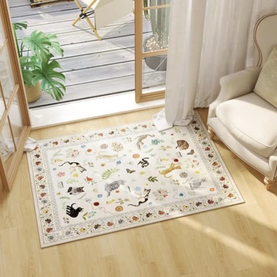 Floral Area Rug, Beige 8' × 10', view 3