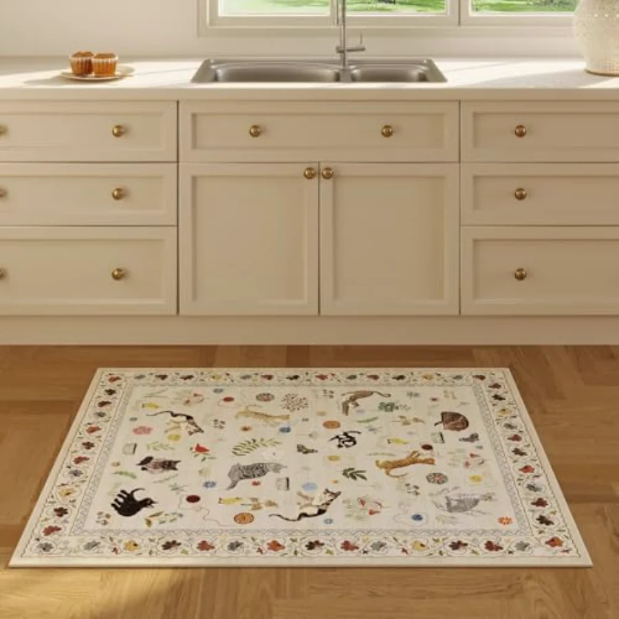Floral Area Rug, Beige 8' × 10', view 4
