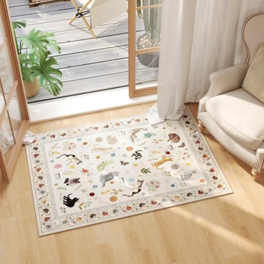 Floral Area Rug, Blue 5' × 7', view 3