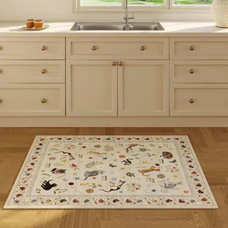 Floral Area Rug, Green 5' × 7', view 4