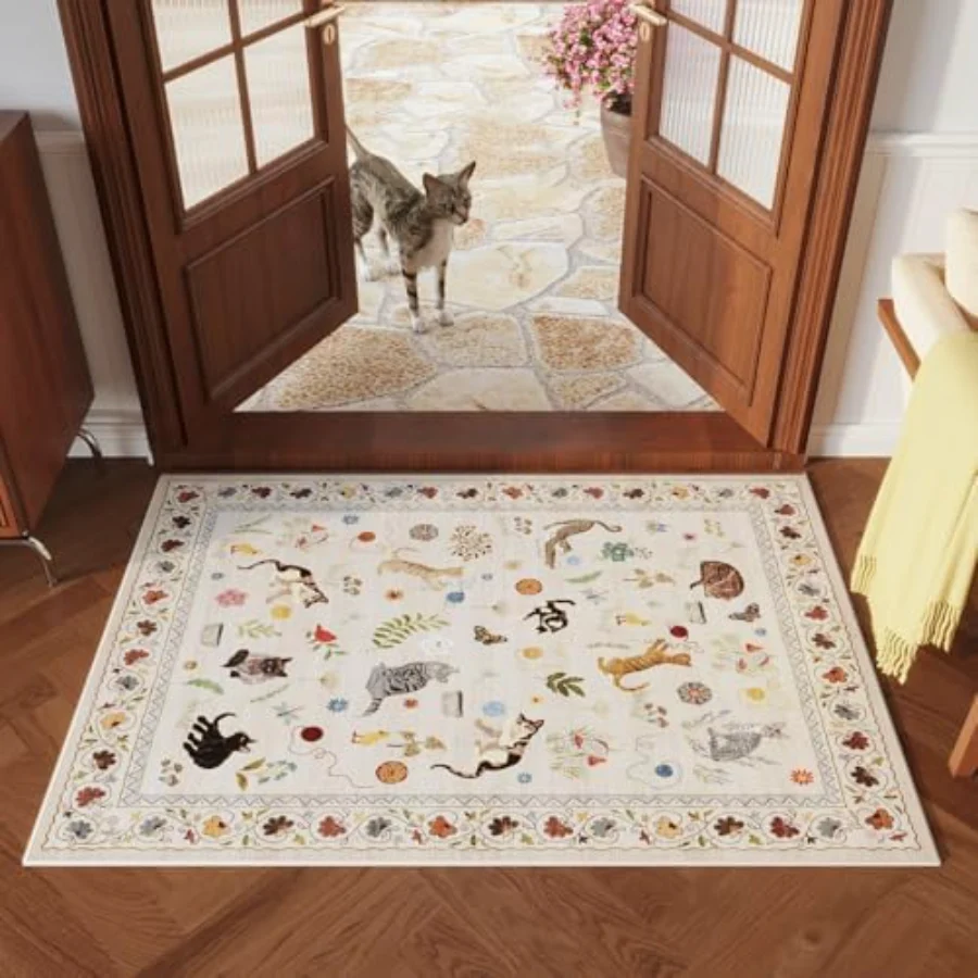 Floral Area Rug, Blue 4' × 6', view 2