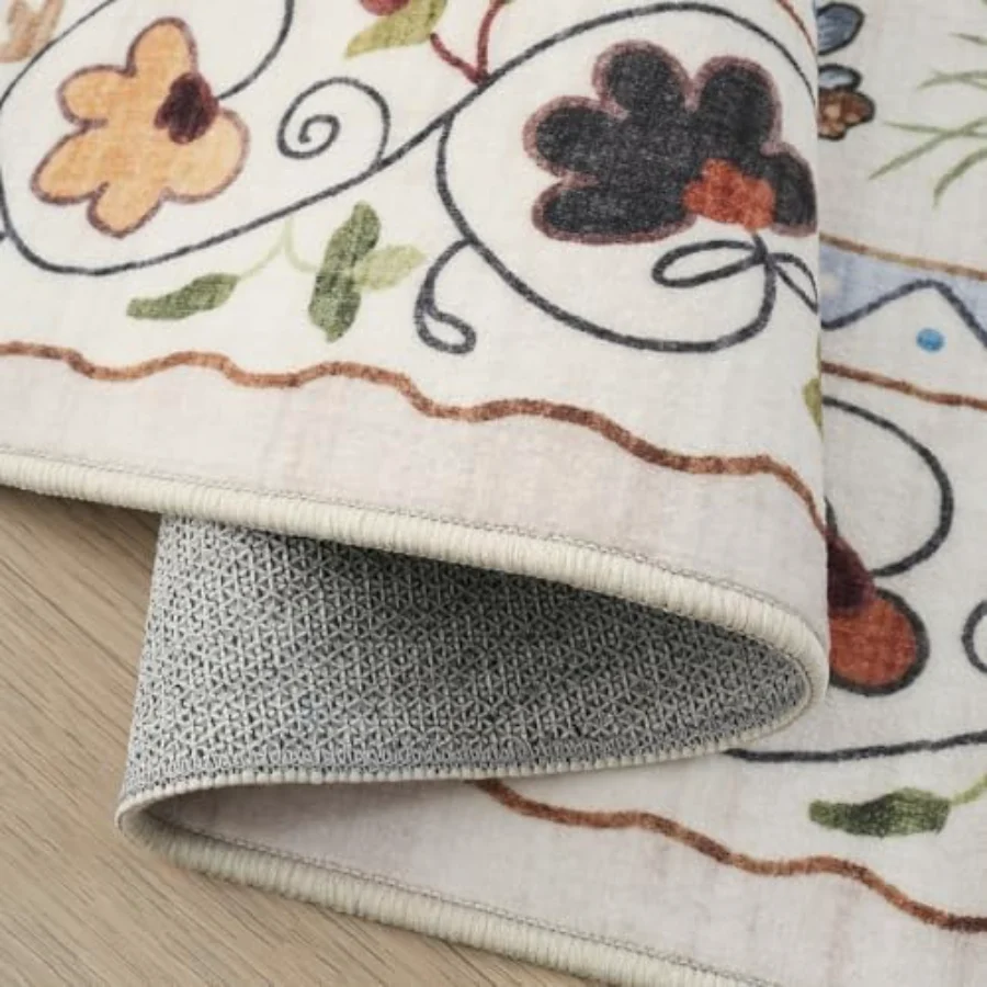 Floral Area Rug, Blue 4' × 6', view 6