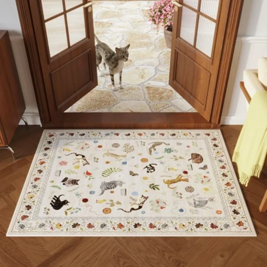 Floral Area Rug, Black 8' × 10', view 2