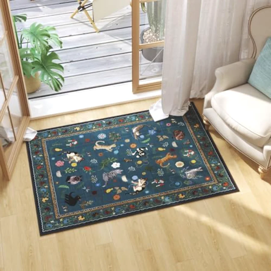 Cat Doormat, Blue 2' × 3', view 3