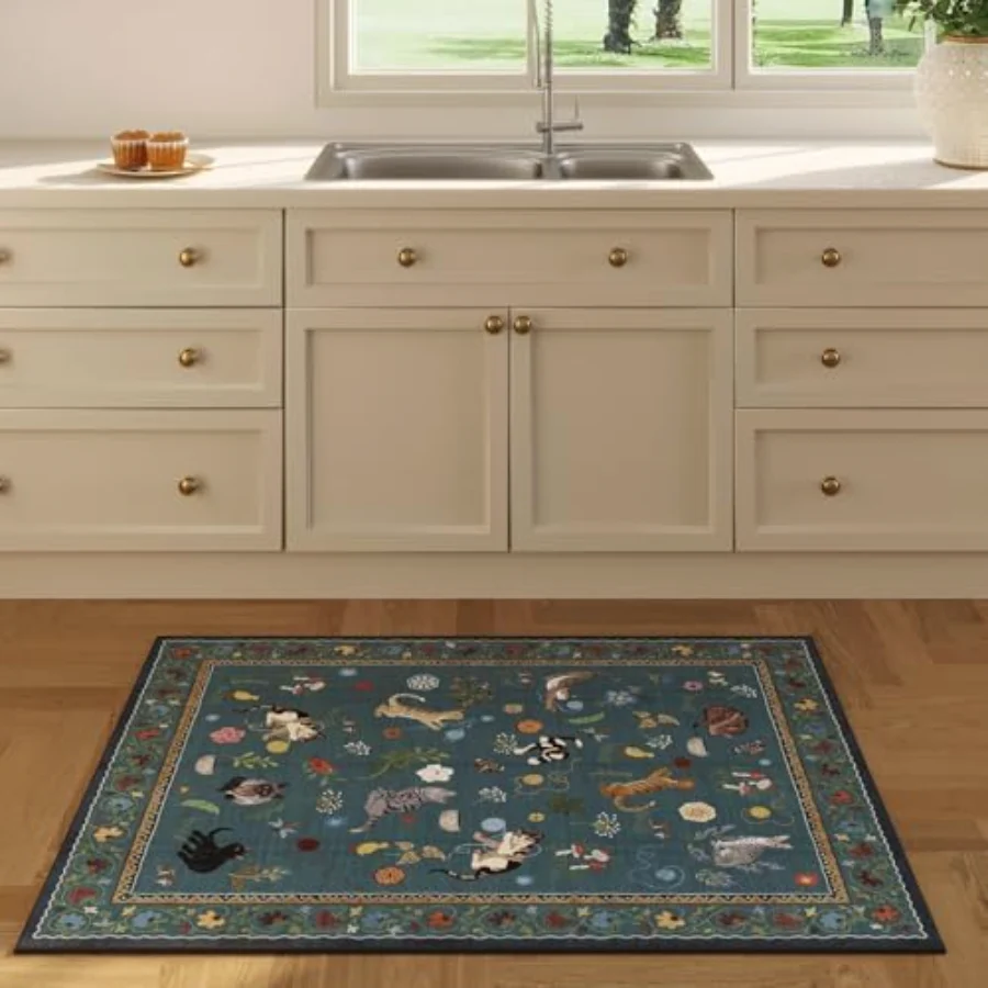 Cat Doormat, Blue 2' × 3', view 4
