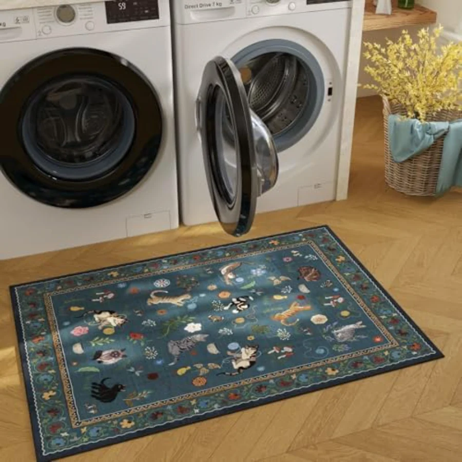 Cat Doormat, Blue 2' × 3', view 5