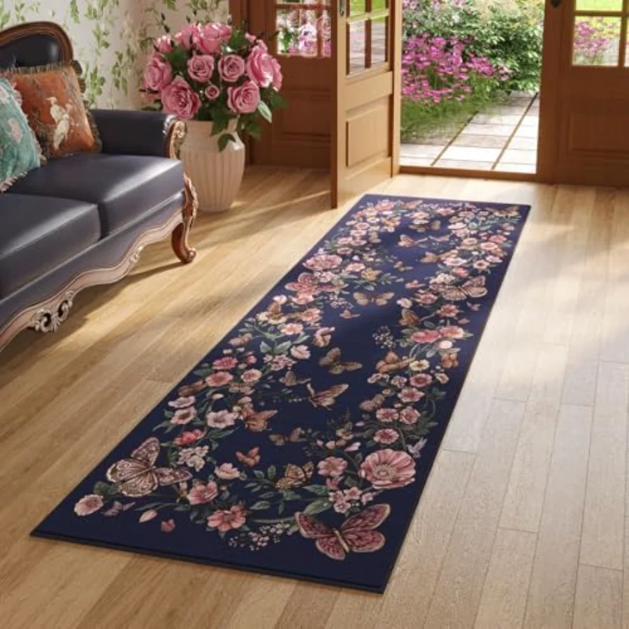 Floral Runner, Green 2'7" × 8', view 2