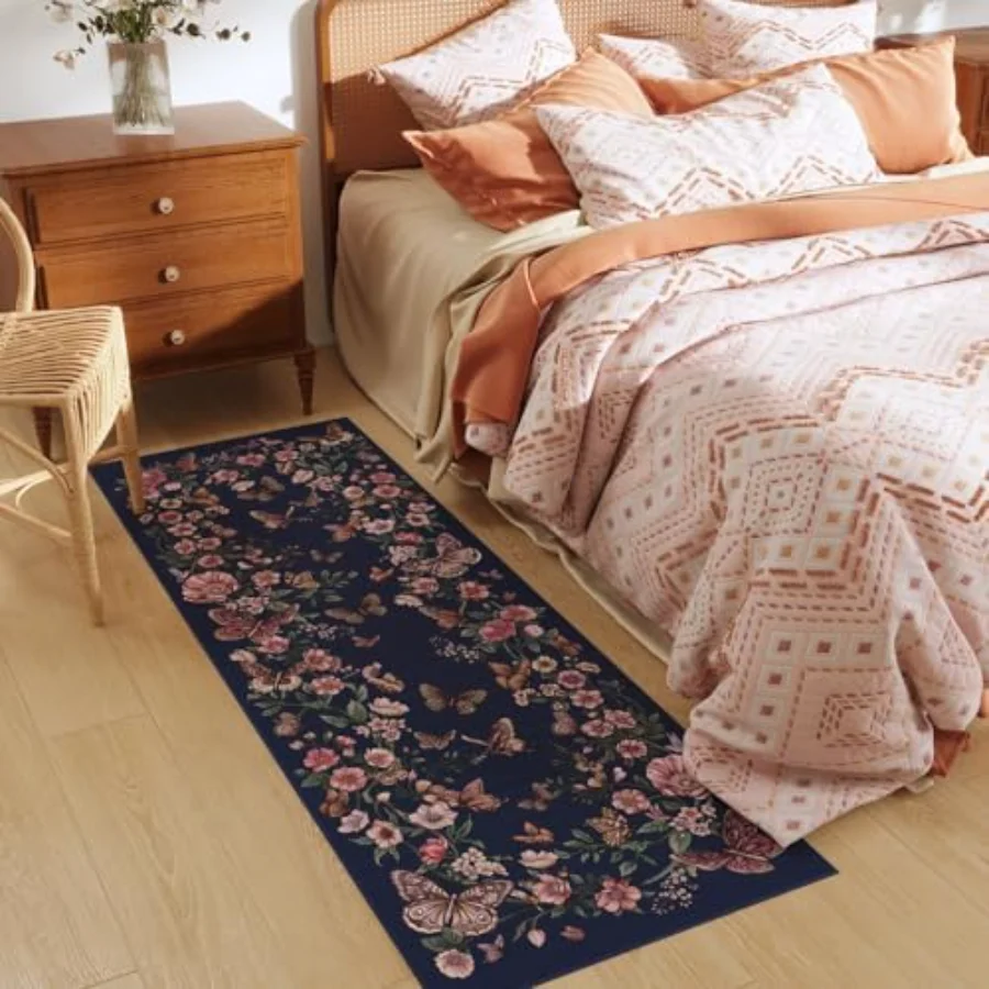 Floral Runner, Blue 2'7" × 8', view 4