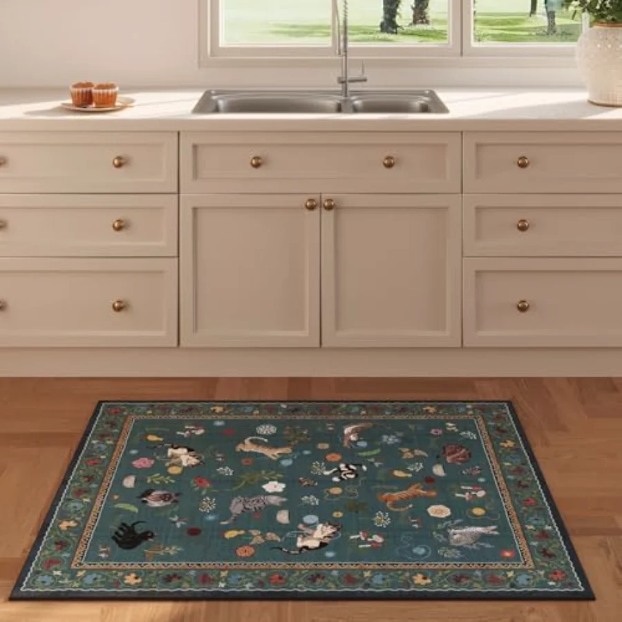 Cat Area Rug, Blue 8' × 10', view 4