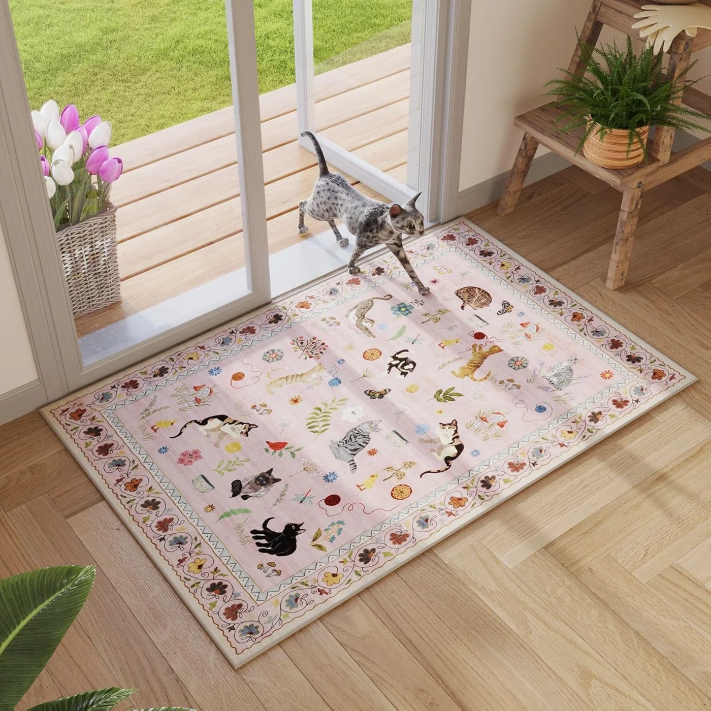 Cat Doormat, Pink 2' × 3'