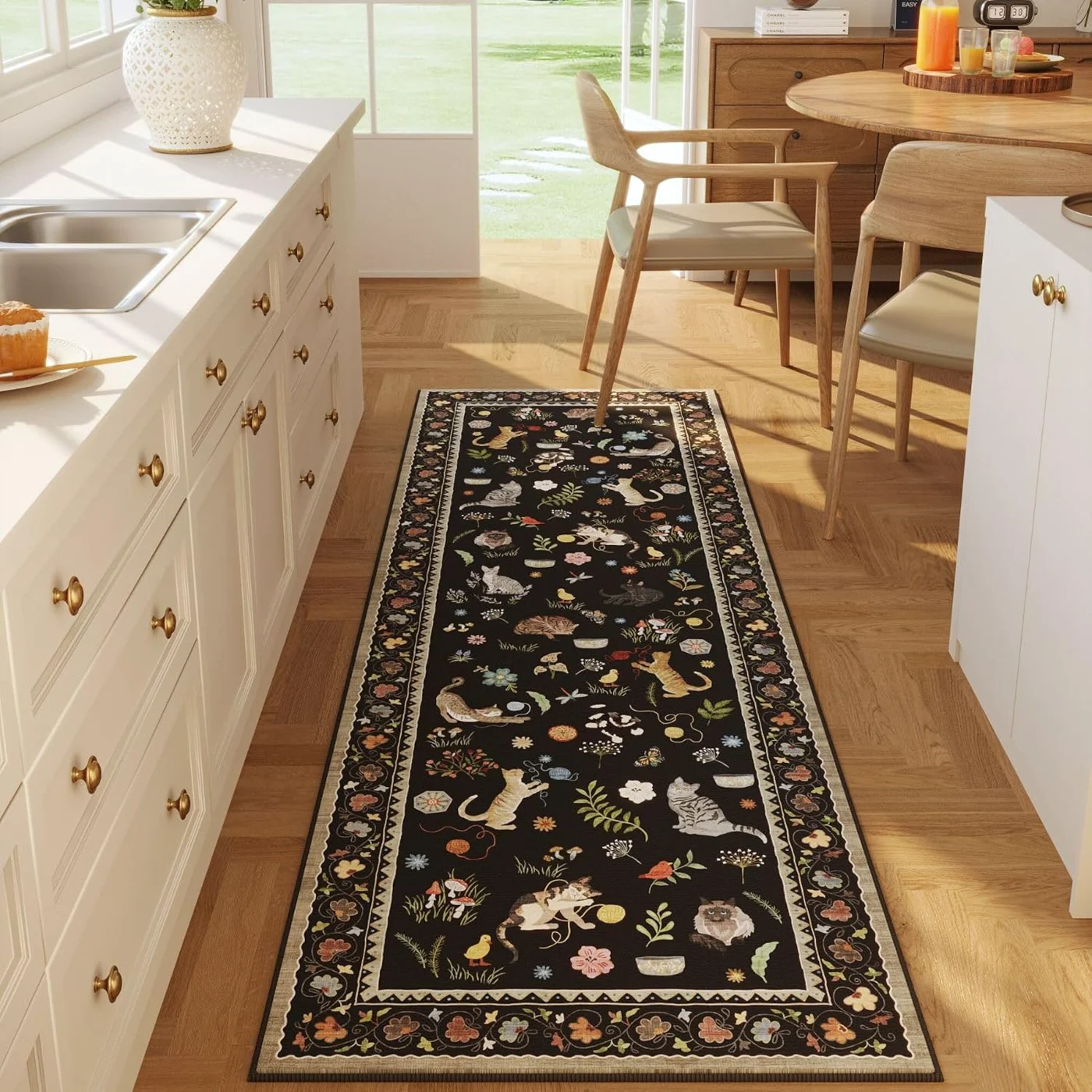 Cat Area Rug, Black 9' × 12'