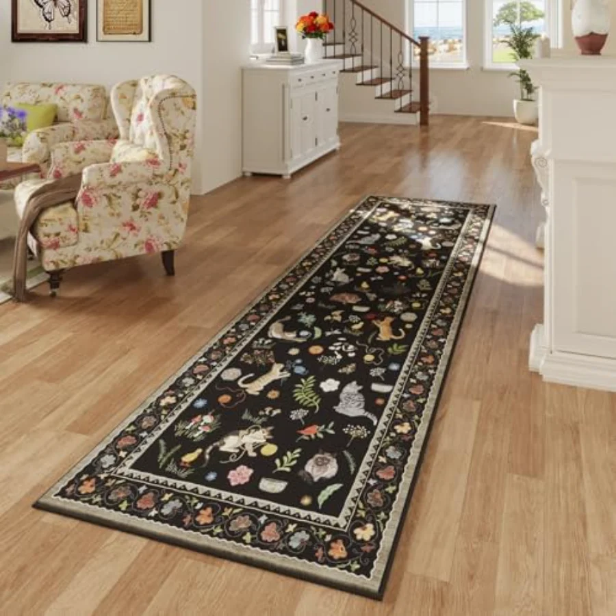 Cat Area Rug, Black 9' × 12', view 2