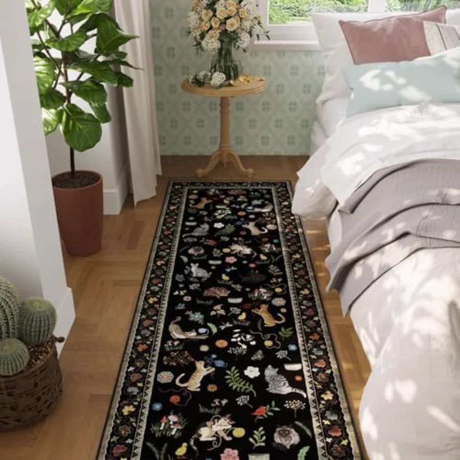 Cat Area Rug, Black 6' × 9', view 3
