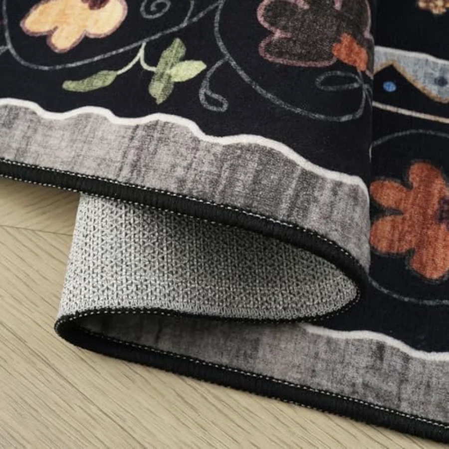 Cat Area Rug, Black 6' × 9', view 5