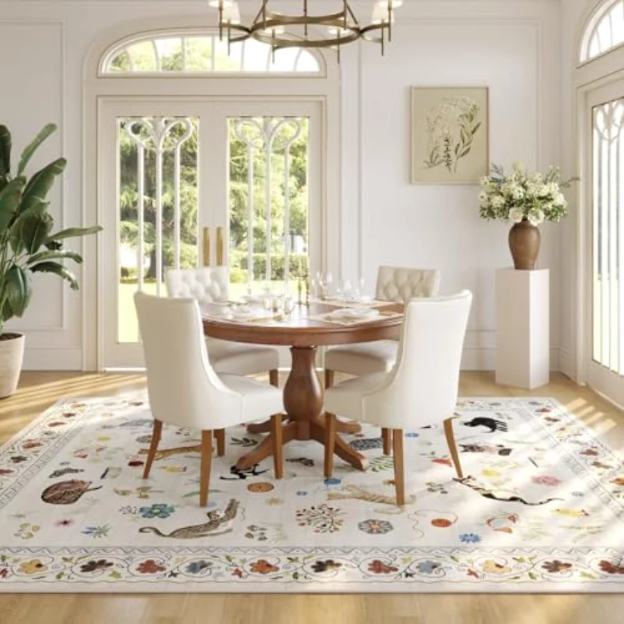 Cat Area Rug, Beige 3' × 5', view 4