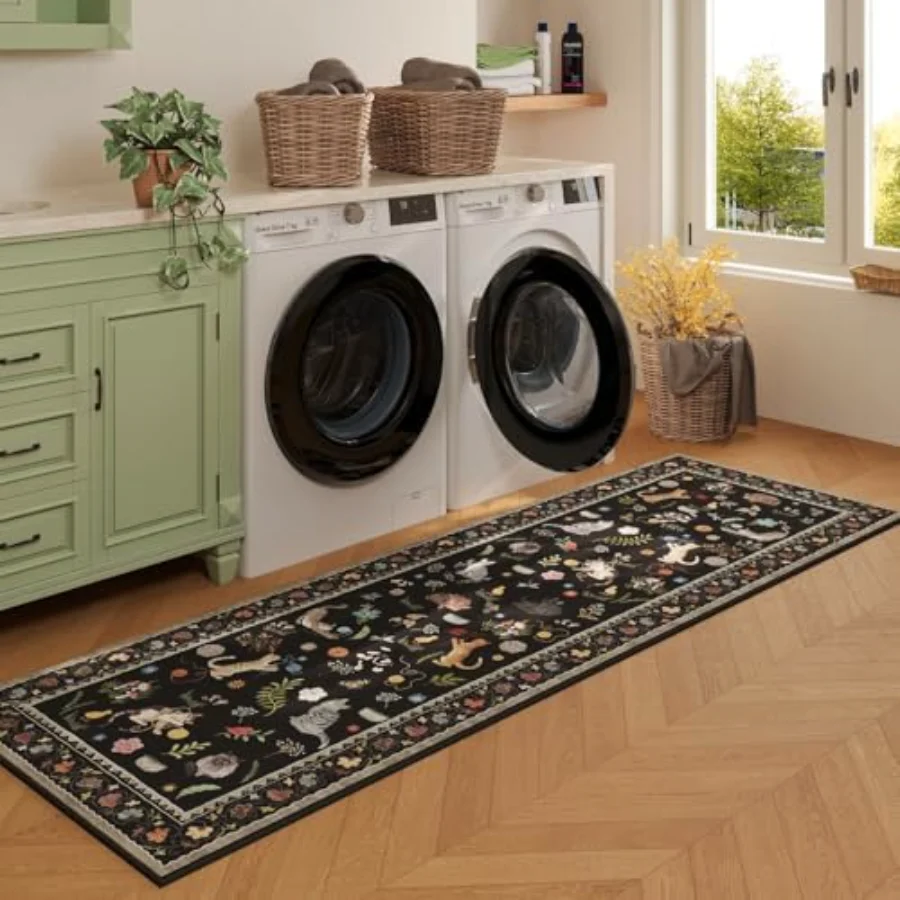 Cat Area Rug, Black 8' × 10', view 4