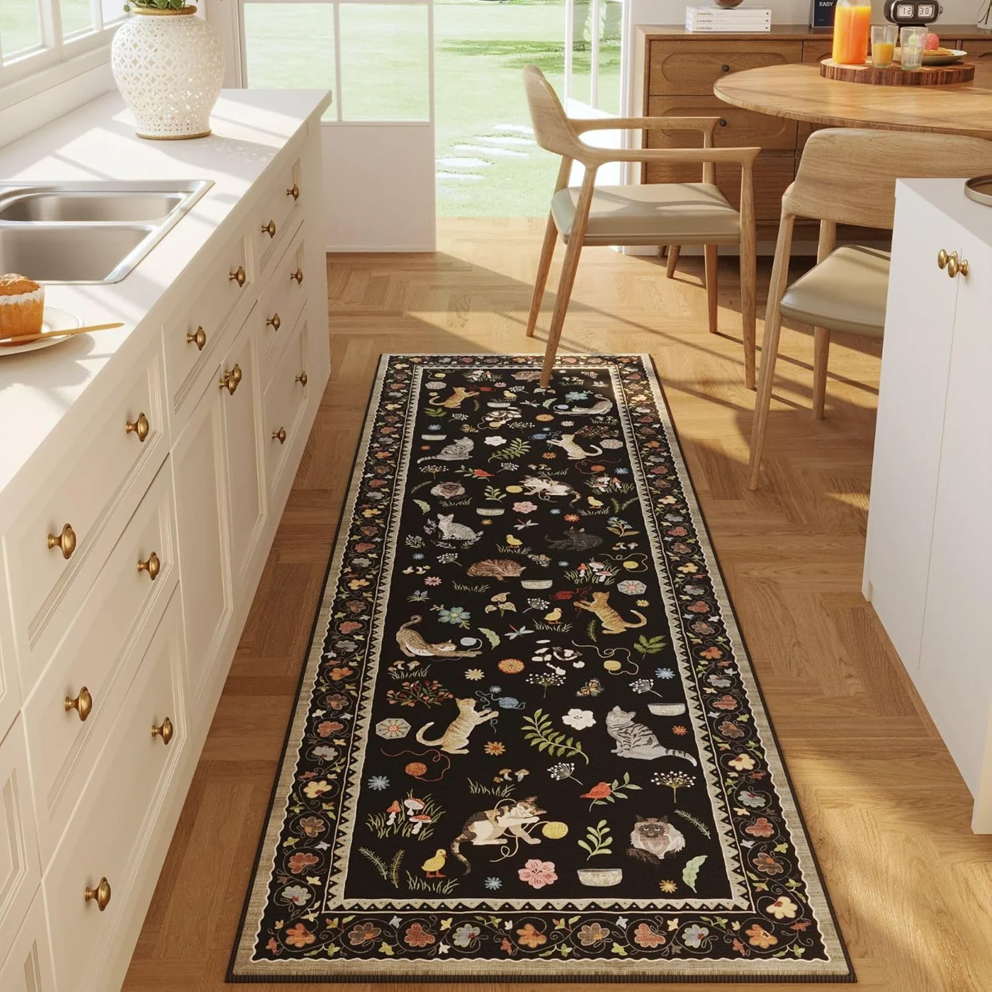 Cat Area Rug, Black 3' × 5'