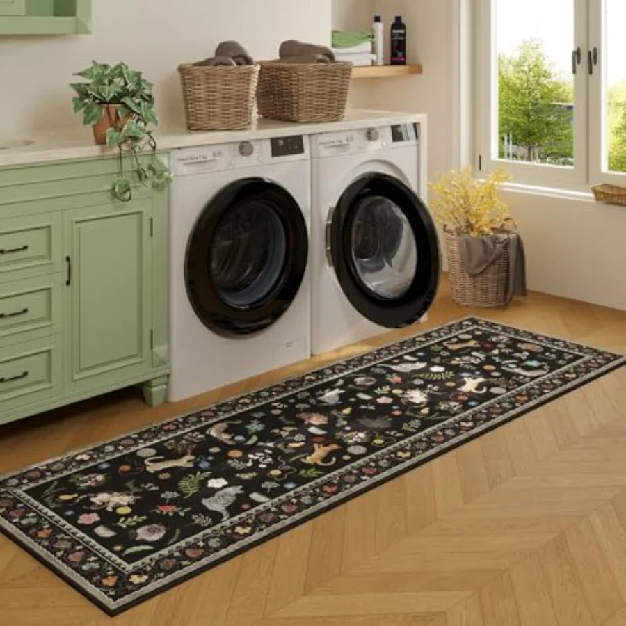 Cat Area Rug, Black 3' × 5', view 4