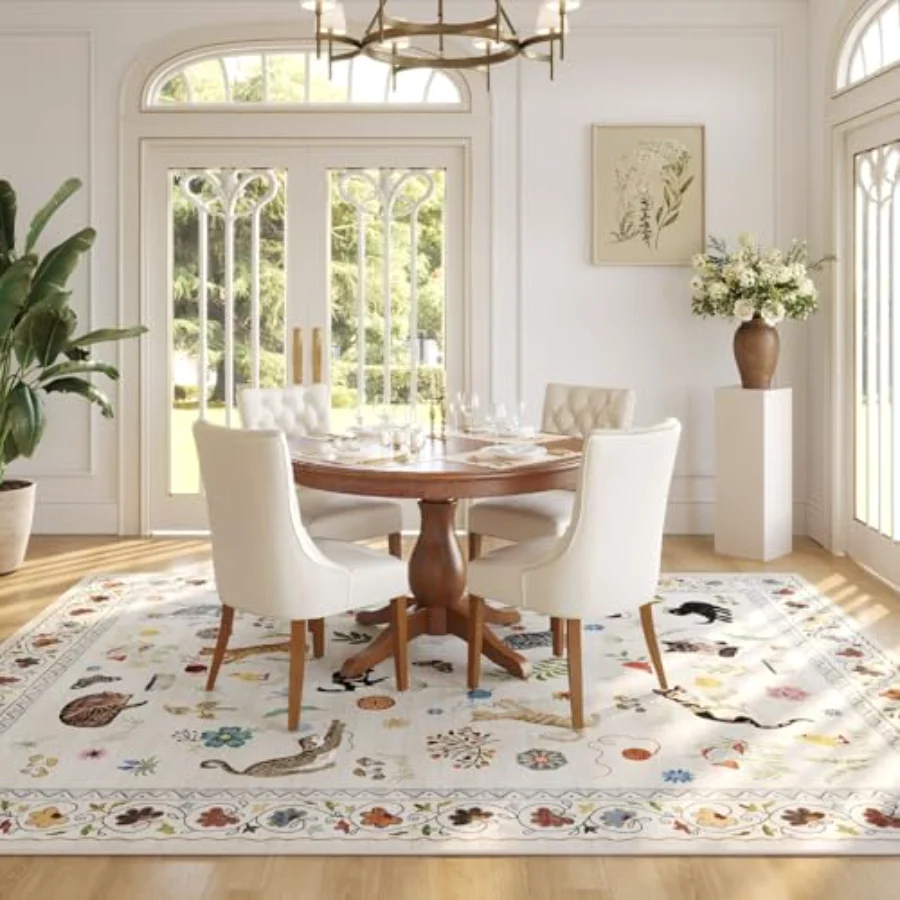 Cat Area Rug, Beige 9' × 12', view 4
