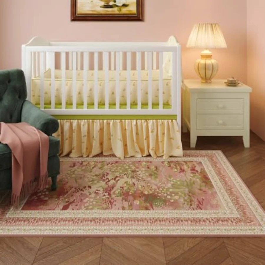 Abstract Area Rug, Pink 4' × 6', view 5
