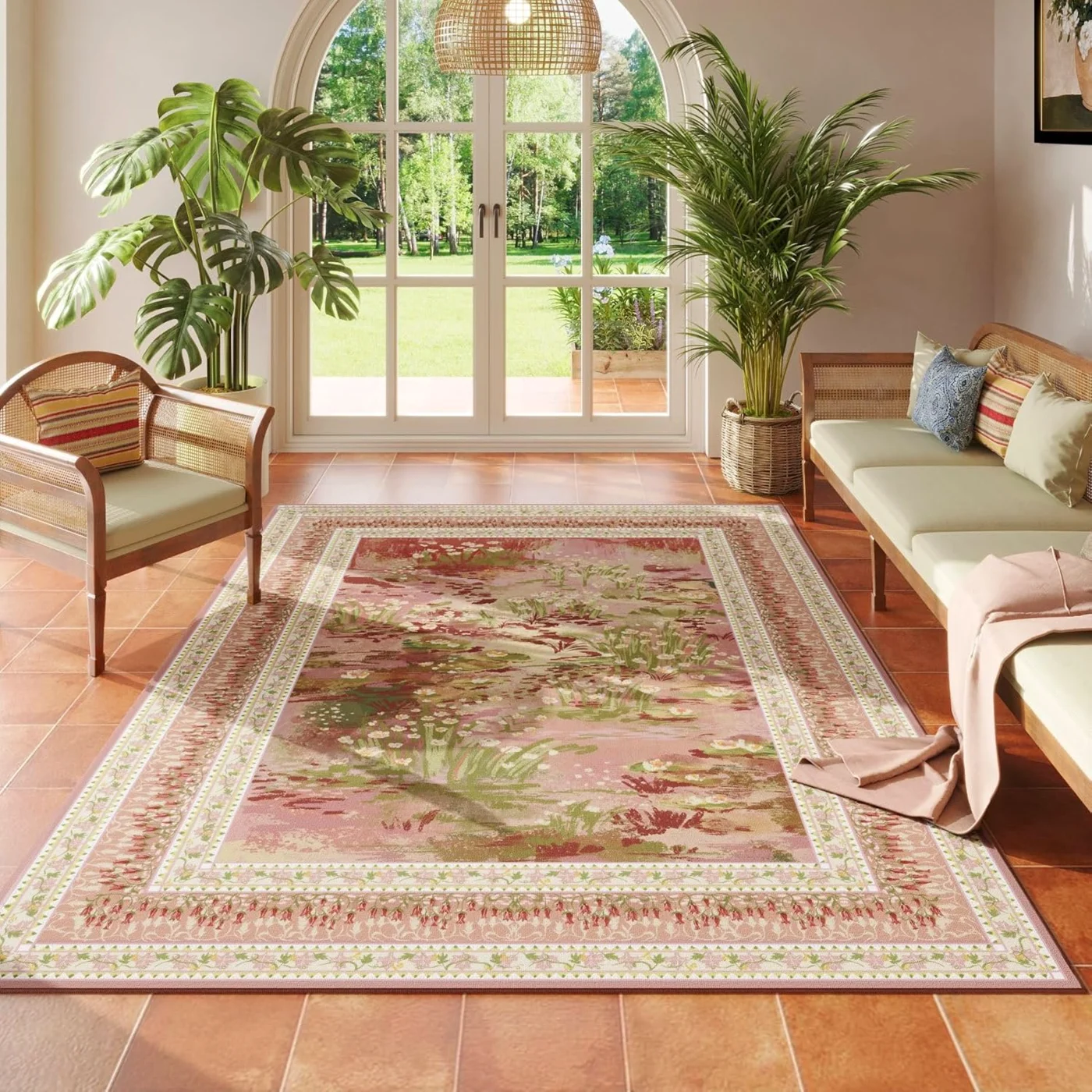 Abstract Area Rug, Pink 8' × 10'