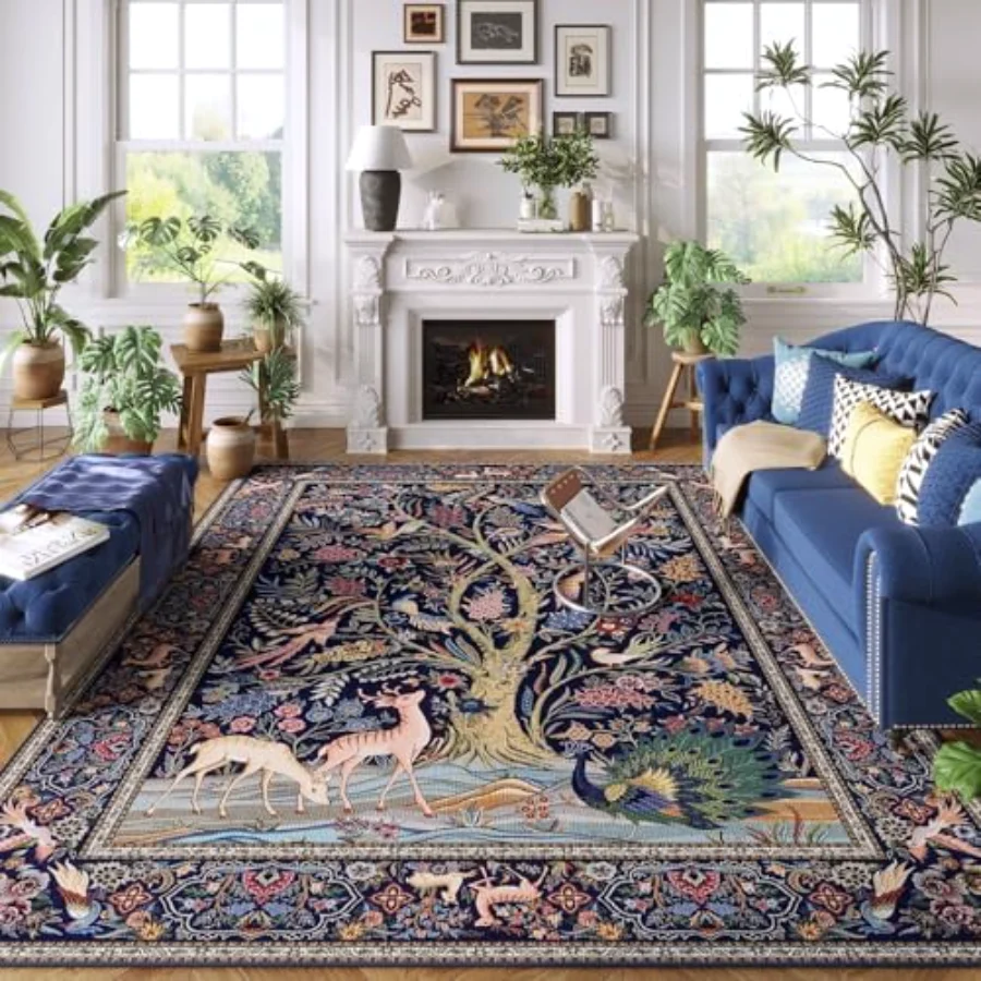 Tree of Life Area Rug, Blue 5' × 7', view 2