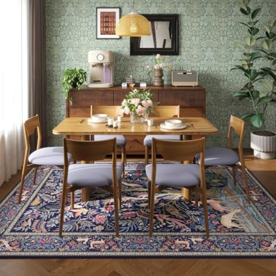 Tree of Life Area Rug, Blue 5' × 7', view 4