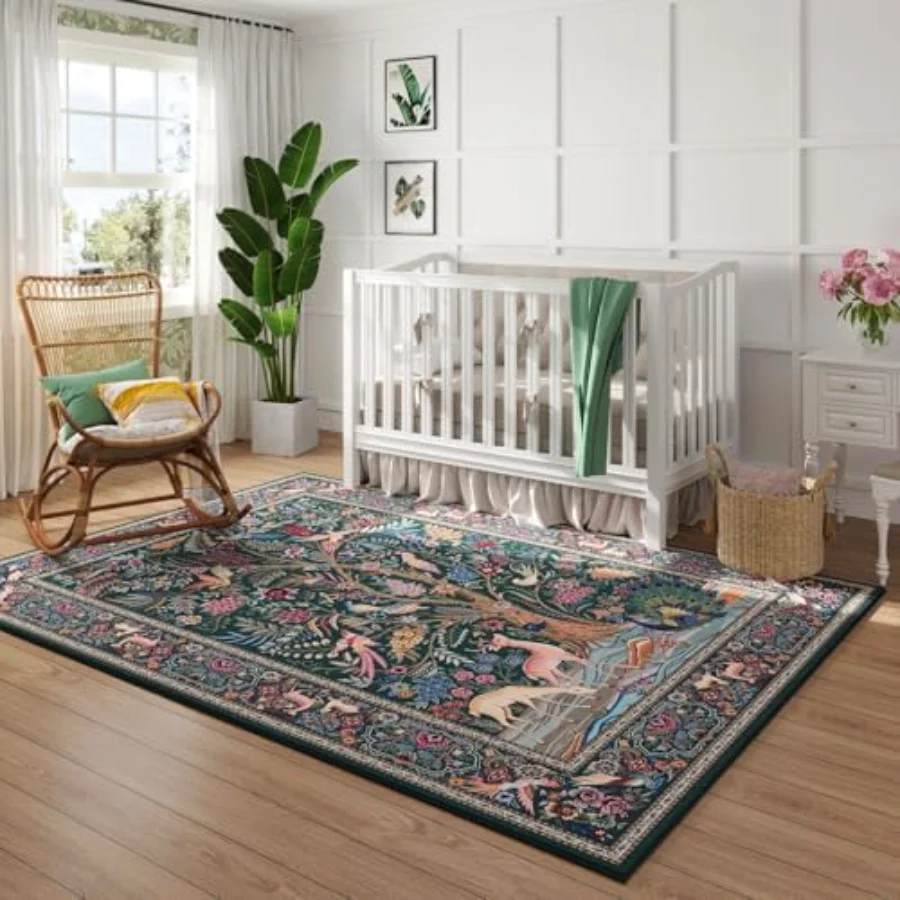 Tree of Life Area Rug, Green 5' × 7', view 2