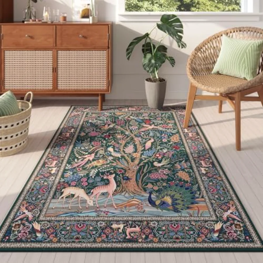 Tree of Life Area Rug, Green 5' × 7', view 3