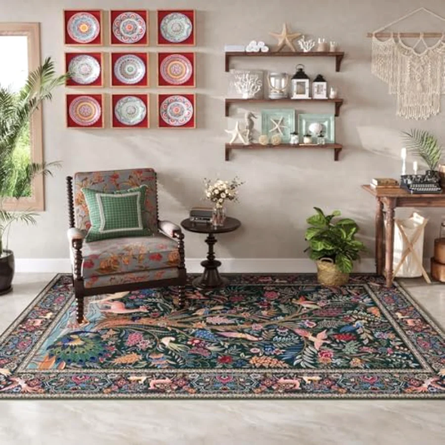 Tree of Life Area Rug, Green 5' × 7', view 4