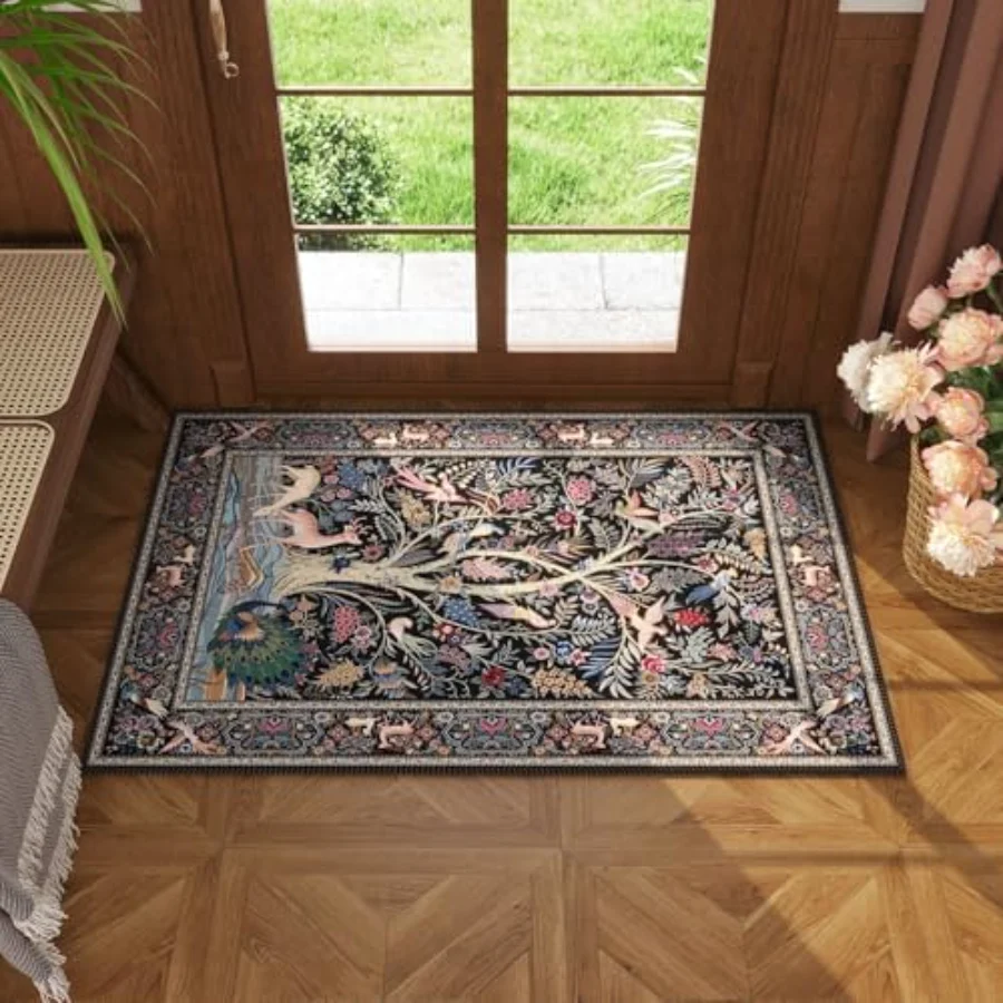 Tree of Life Area Rug, Black 5' × 7', view 3
