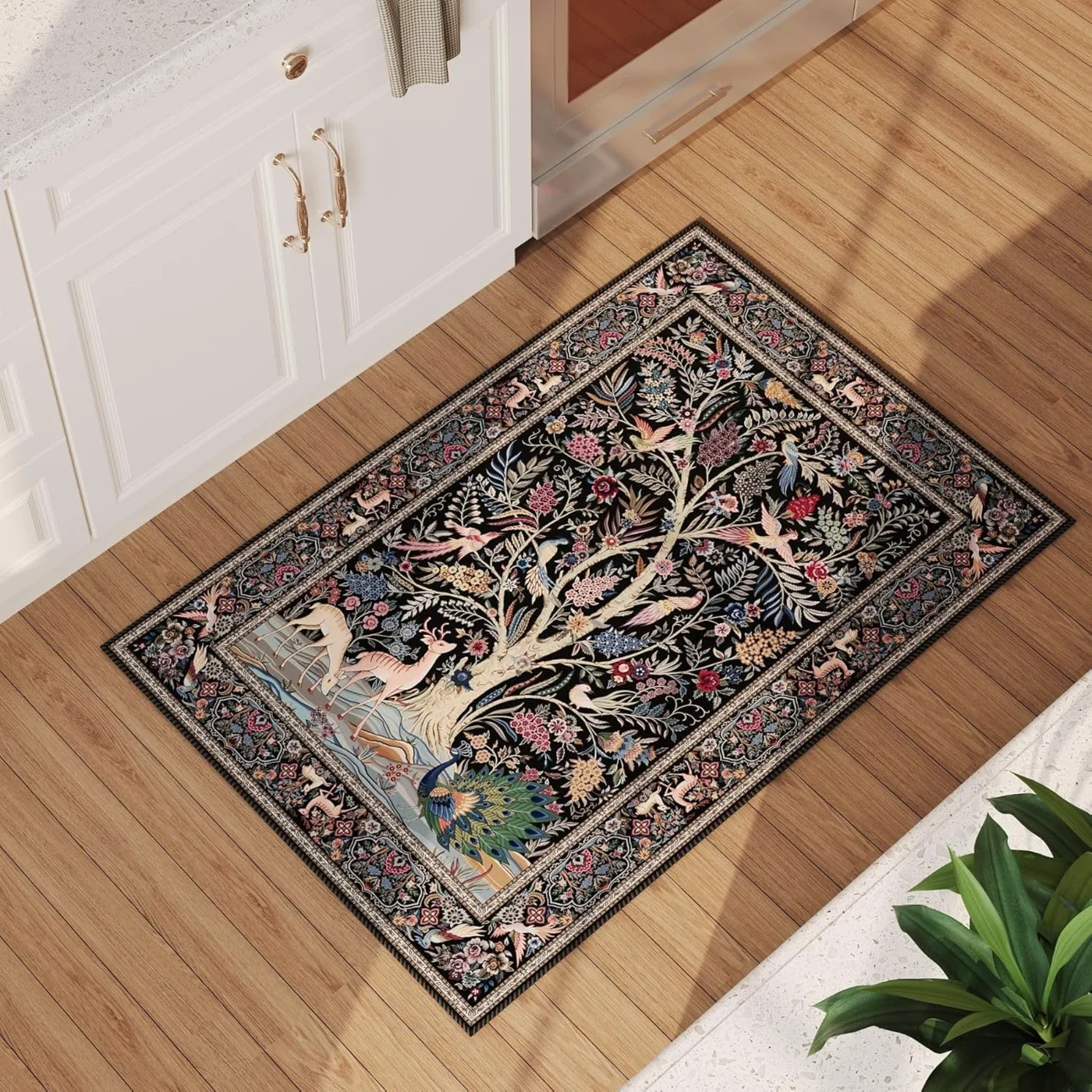 Tree of Life Doormat, Black 2' × 3'