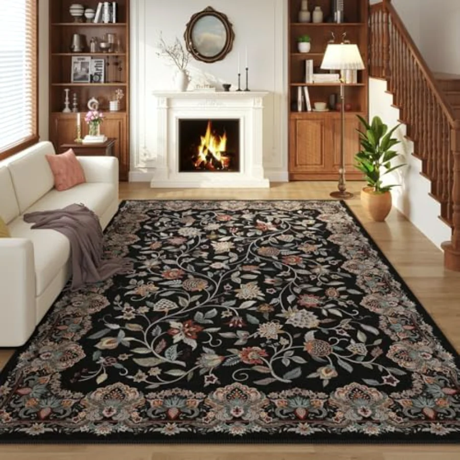 Paisley Area Rug, Black 5' × 7', view 2
