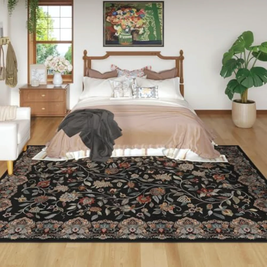 Paisley Area Rug, Black 5' × 7', view 3