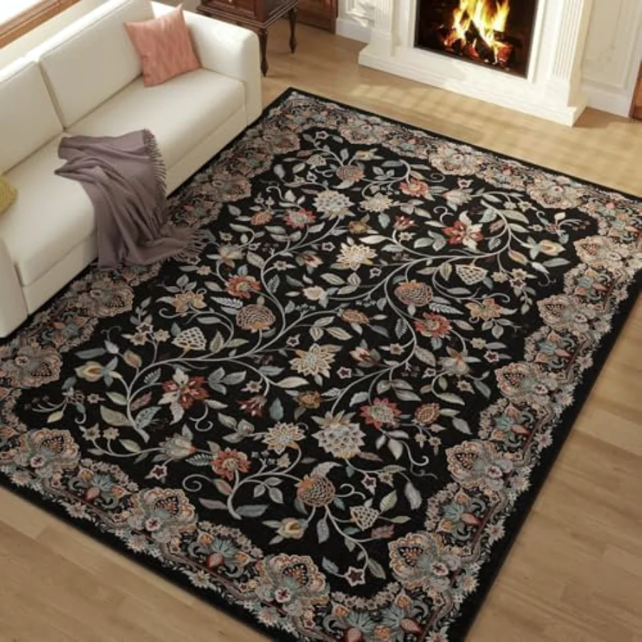 Paisley Area Rug, Black 5' × 7', view 5