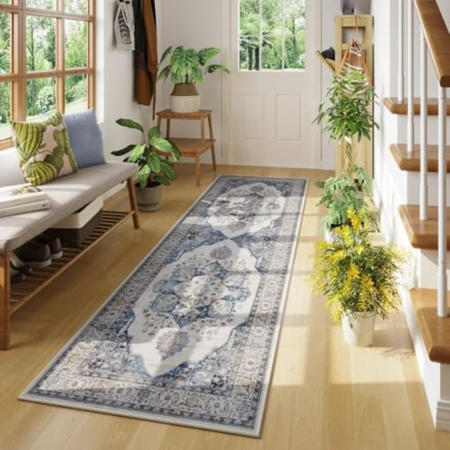 Medallion Area Rug, Blue 5' × 7', view 2