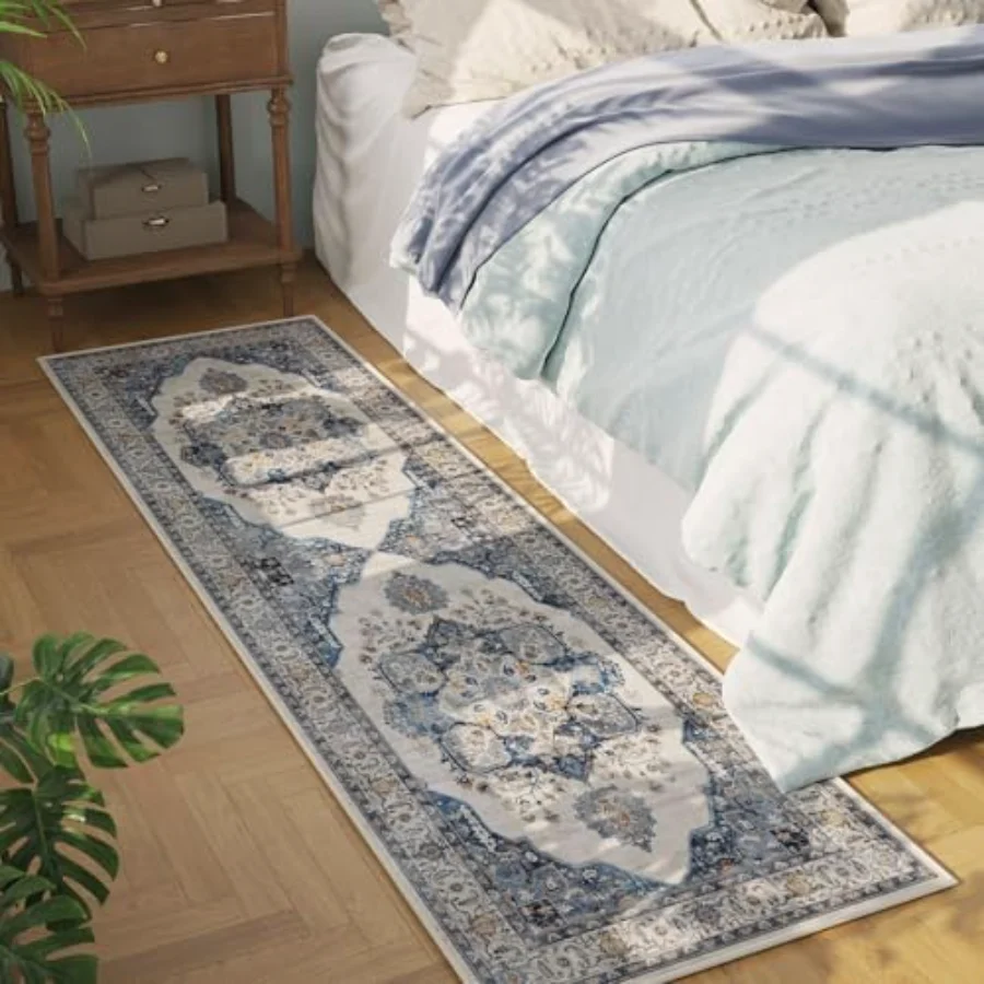Medallion Area Rug, Blue 5' × 7', view 3
