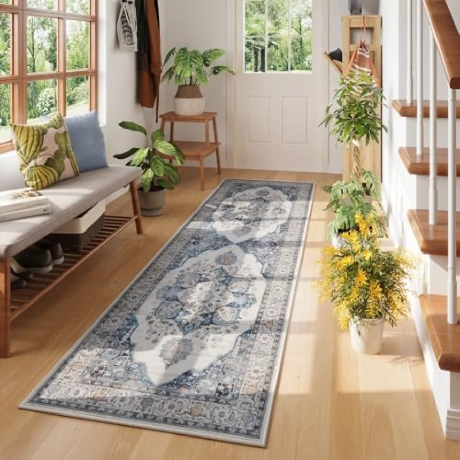 Medallion Runner, Blue 2'7" × 8', view 2