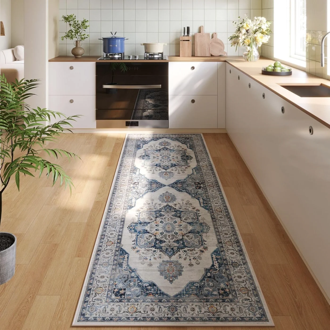 Medallion Area Rug, Blue 4' × 6'
