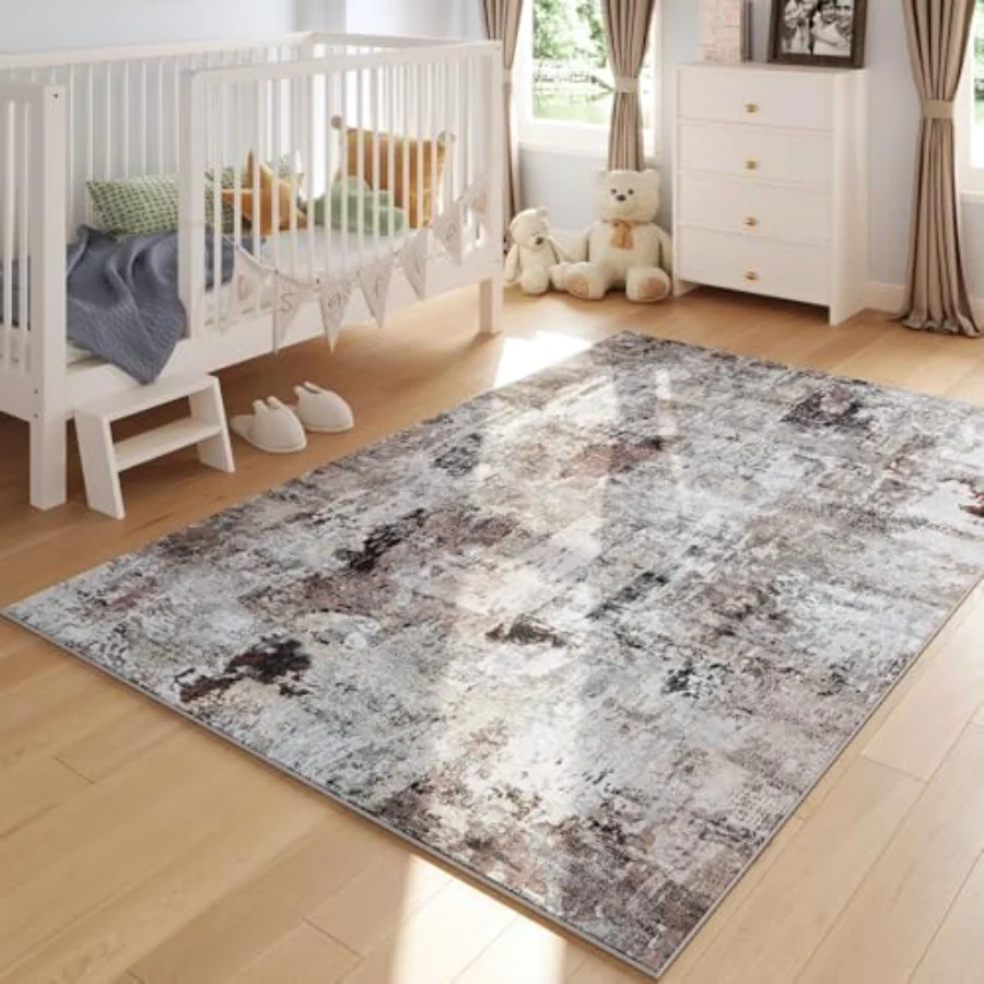 Abstract Area Rug, Brown 8' × 10', view 4